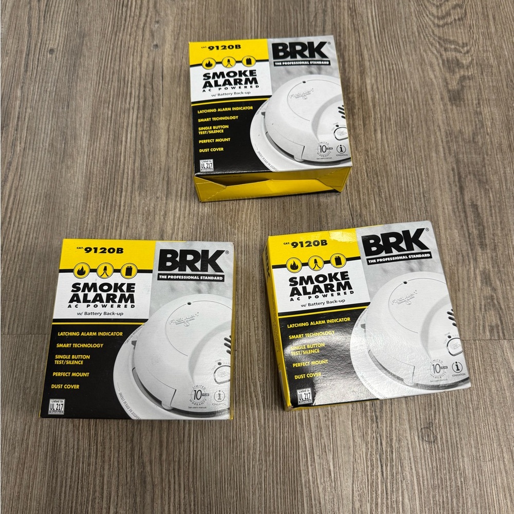 3 Pack of NEW First Alert BRK 9120B Hardwired AC Powered Smoke Detector Alarm